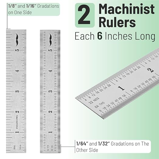Mr. Pen- Machinist Ruler, 6 Inch, 2 Pack, Stainless Steel Imperial | Precision - Image 2