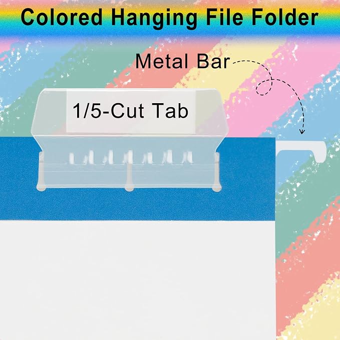 pmybupo Blue 25 Pack Hanging File Folders, Cabinet Organizer Letter Size 1/5 - Image 3