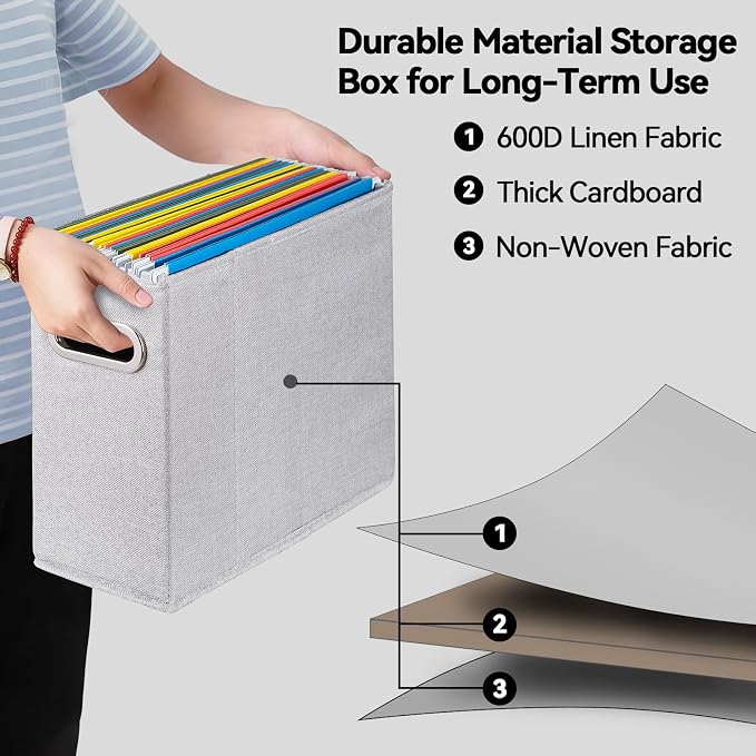 4 Packs Letter Size File Organizer, File Folders Organizer, Fabric Storage Box - Image 3