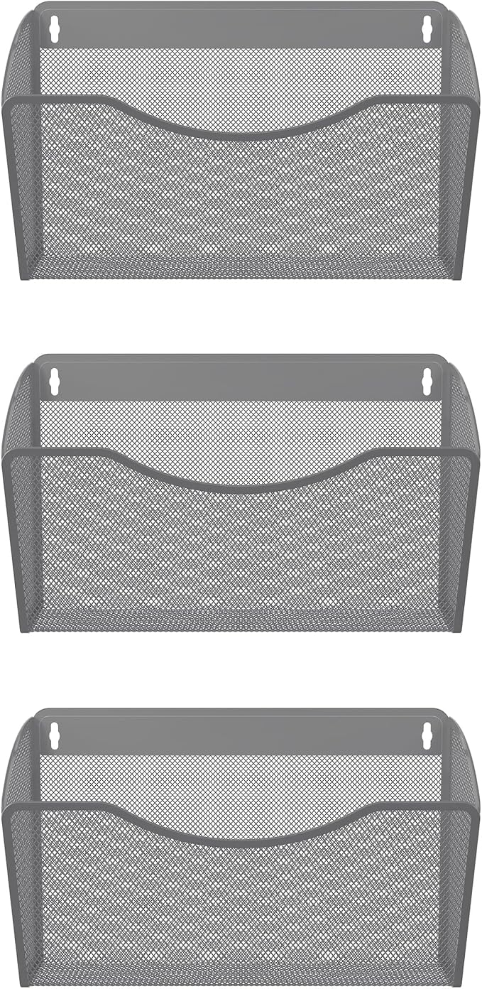 EasyPAG Wall File Organizer 3 Pack, Hanging File Organizer Wall Mount, Metal - Image 2