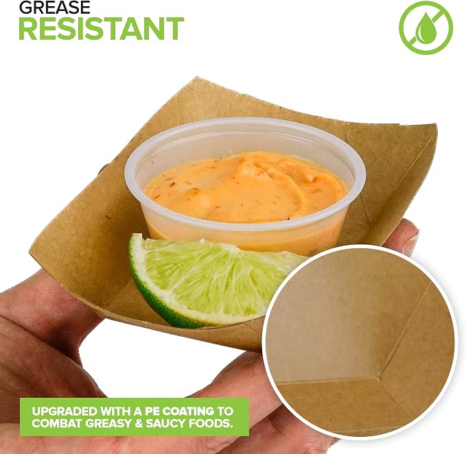 Mini Disposable Brown Kraft Paper Food Trays, 0.25-Lb Concession Tray, Serving - Image 5