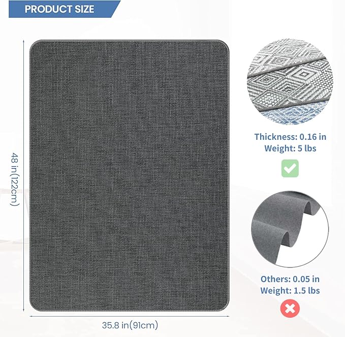 Chair Mat for Hardwood Floor, Anti Slip, Computer Chair Desk Mat, Floor - Image 2