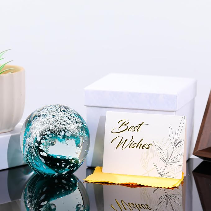 Qianwei Ocean Waves Hand Blown Glass Decor Crystal Ball Sea Figurines Gifts | - Image 6