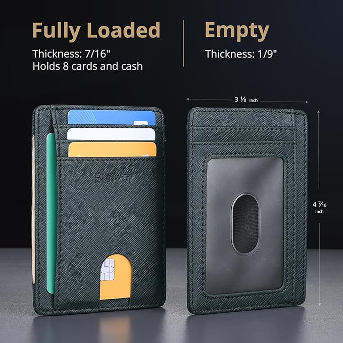 Buffway Slim Minimalist Front Pocket RFID Blocking Leather Wallets - Image 5