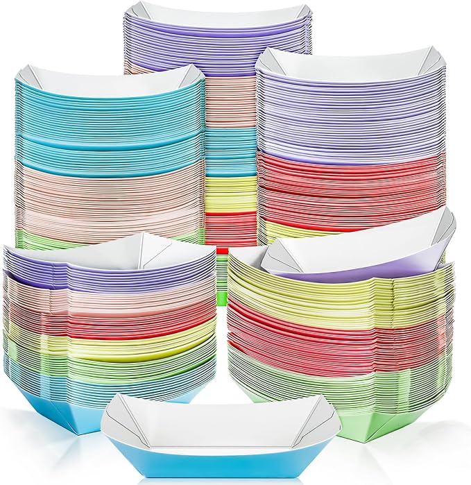 180 Pack Colorful 1/2Lb Paper Food Boat Trays Disposable Small Paper Boats by MotBach