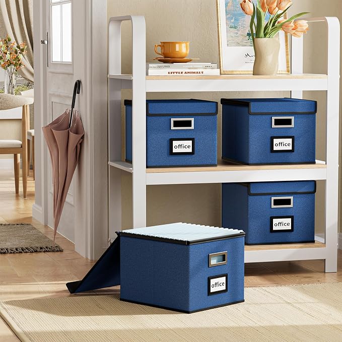 File Organizer Box with Lid, Collapsible File Folder Organizer - Image 2