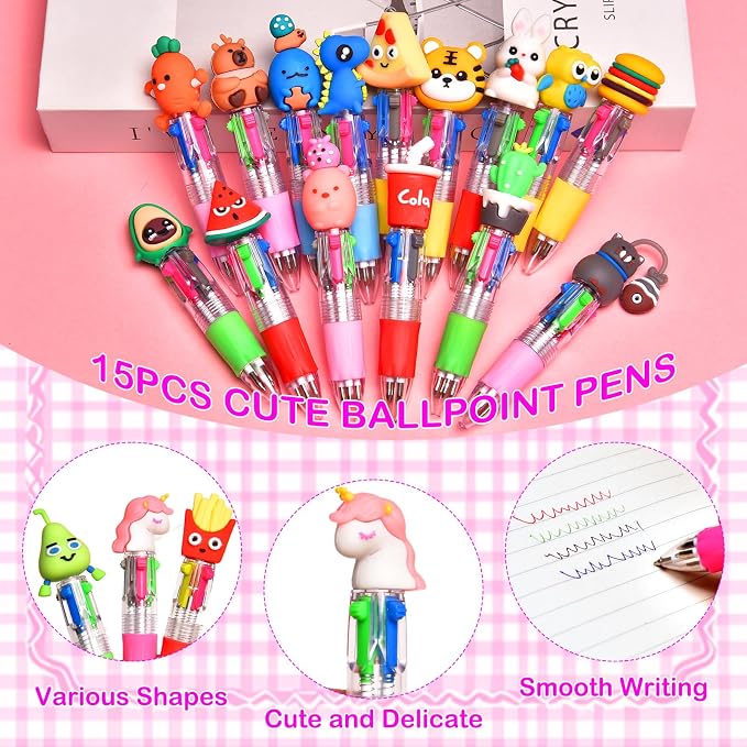 15Pcs Mini Multicolor Pens in One 4-in-1, Cute Pens Bulk - Image 5