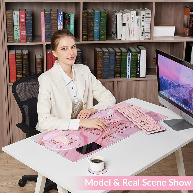 Large Mouse Pad and Keyboard Wrist Rest + Desk Mat Set, Full Long Mouse Pads - Image 2