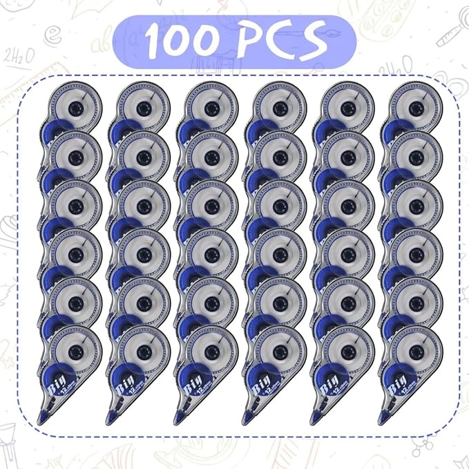 Chivao 100 Pack White Correction Tape, Classroom Correction Tape Wipe Out Easy - Image 3