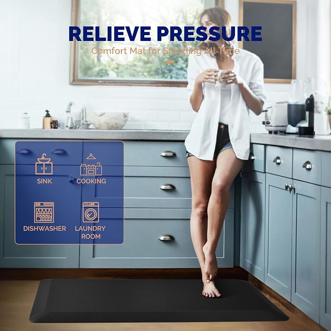 FEATOL Anti Fatigue Mats for Standing, 9/10 Extra Thick Ergonomic Standing Desk - Image 4