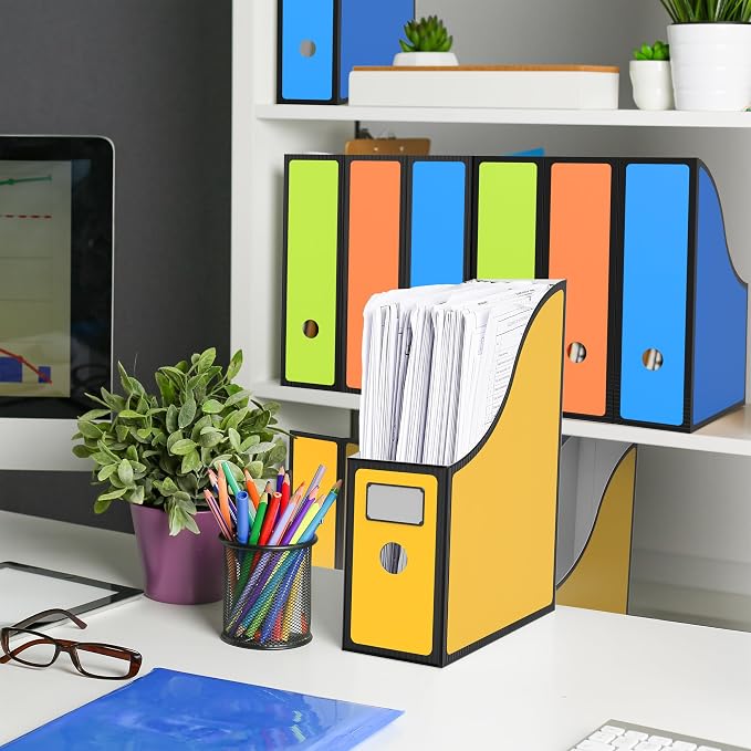 Simple Houseware 6-Pack Magazine File Holder Box, Foldable Cardboard Organizer - Image 7