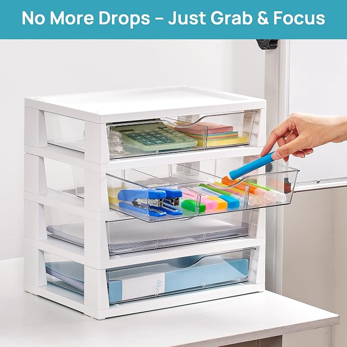 Vtopmart Clear Plastic Desk Organizer, 4-Tier Assemble Desktop File Organizer - Image 5