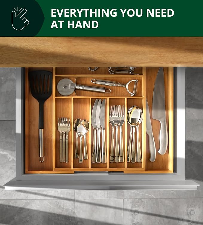 ROYAL CRAFT WOOD Luxury Bamboo Kitchen Drawer Organizer - Image 9