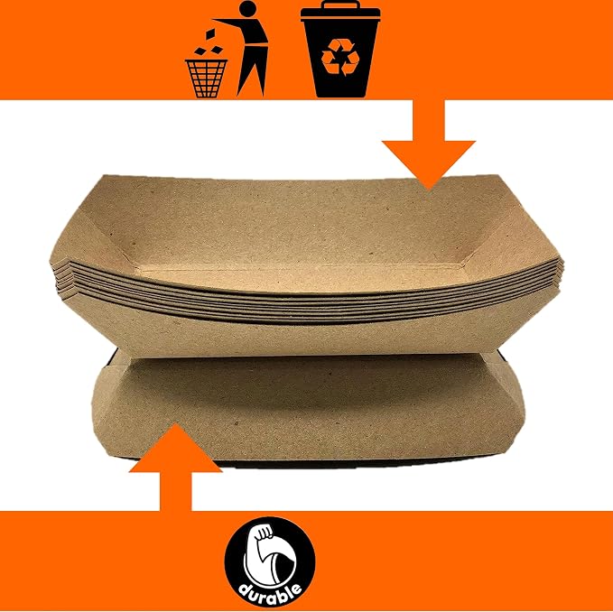 Paper Food Trays, Kraft Paper. Extra Large. 250 Pack, Disposable, Recyclable - Image 6