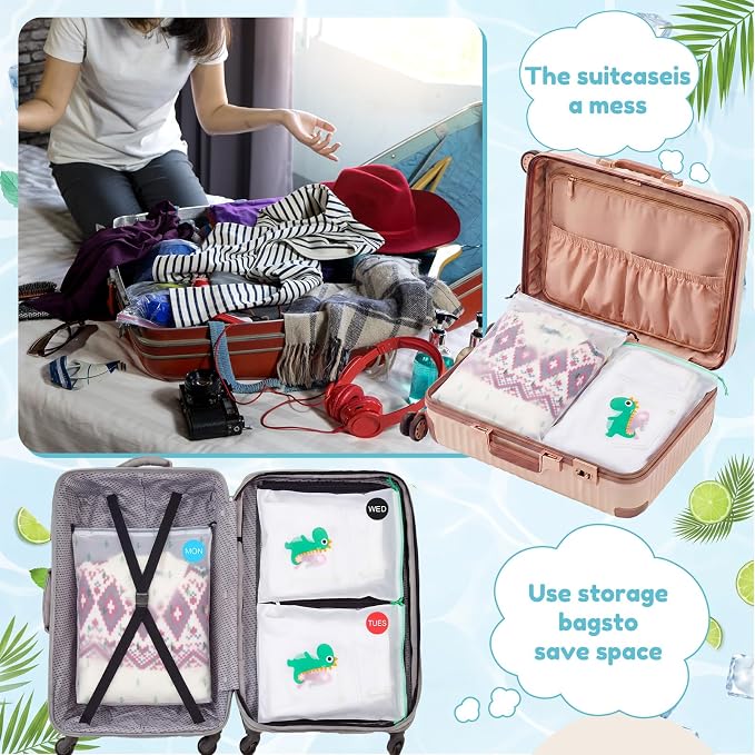 Woanger 16 Pcs Packing Cubes for Travel, Days of The Week Suitcase Organizers - Image 4