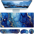 Desk Mat Blue, Large Gaming Mouse Pad by QOMOLAMA