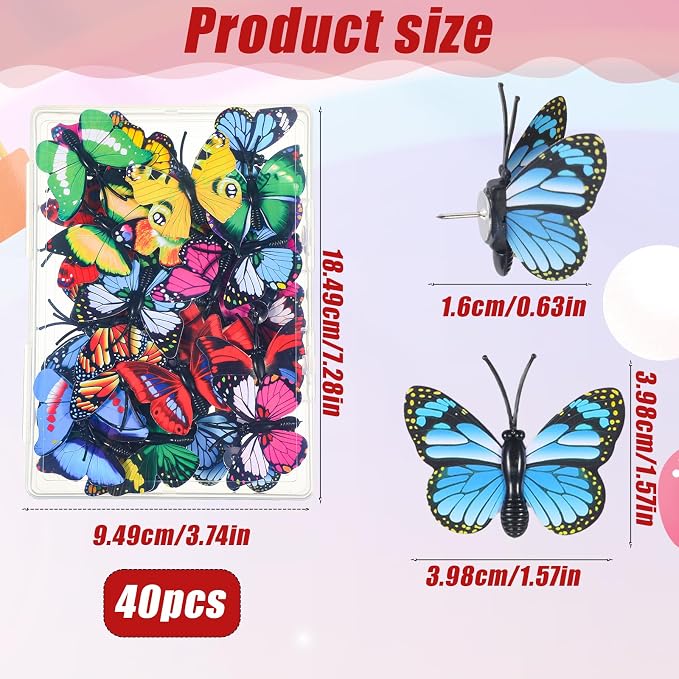 40 Pcs Decorative Butterfly Push Pins - Image 3