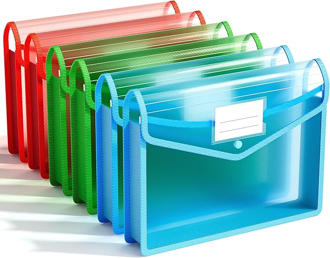 ABC life 6-Pack Plastic Expanding File Folder, Translucent Envelopes by ABClife