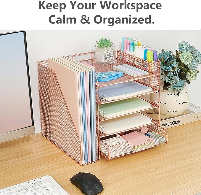 Desk Organizers and Accessories, 5-Tier Paper Letter Tray Organizer - Image 7