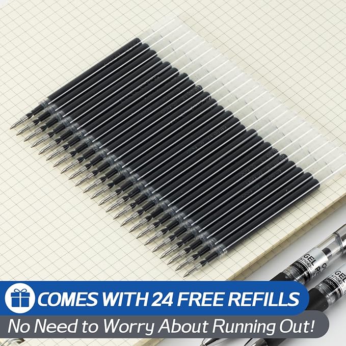 deli Gel Pens, 12 Pens with 24 Refills，Medium Point Pen 0.7mm, Smooth Writing - Image 7