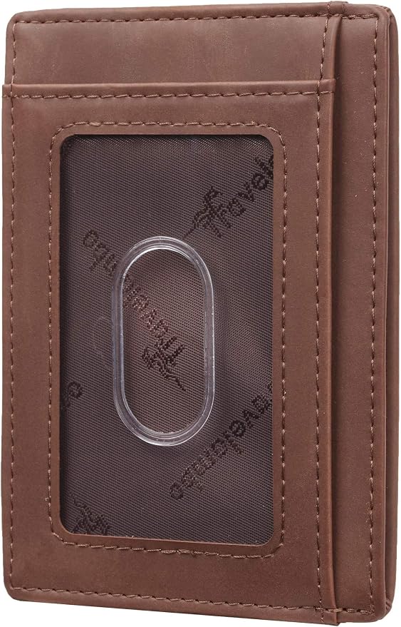 Travelambo Slim Wallet Front Pocket Minimalist Leather RFID Blocking Medium Size - Image 3