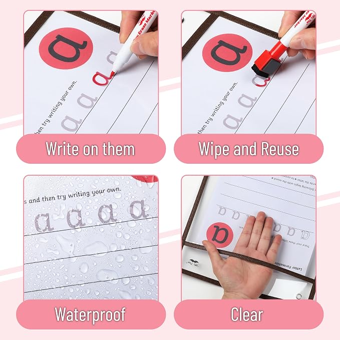 Mr. Pen- Reusable Dry Erase Pocket Sleeves, 6 Pack, Colorful | Sleek Dark Color - Image 6