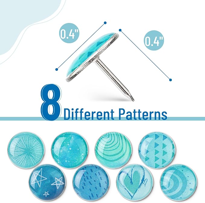 Mr. Pen- Decorative Push Pins, 8 Unique Designs, Ocean Swirl | Cute Push Pins - Image 3