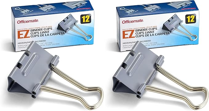 Officemate EZ Binder Clips, Medium Size by Officemate