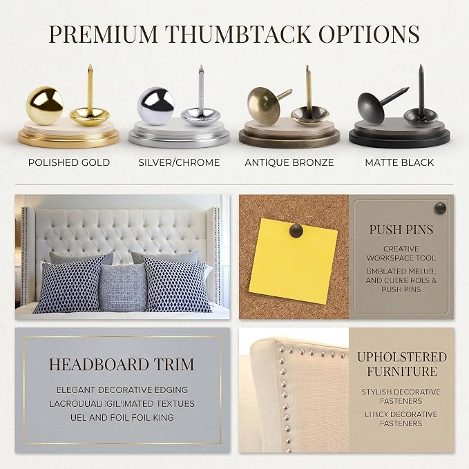 Premium Silver Thumb Tacks, Extra Long Push Pins - Image 3
