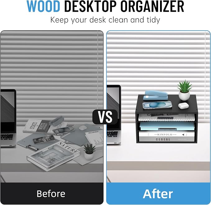 Wood Desk Organizer, 3 Tier Paper Tray Organizer - Image 6