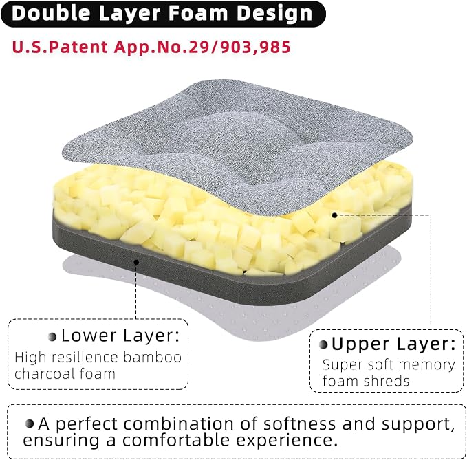 GOFORIT Chair Cushions Set of 2, Tufted Shredded Memory Foam Chair Pads - Image 2
