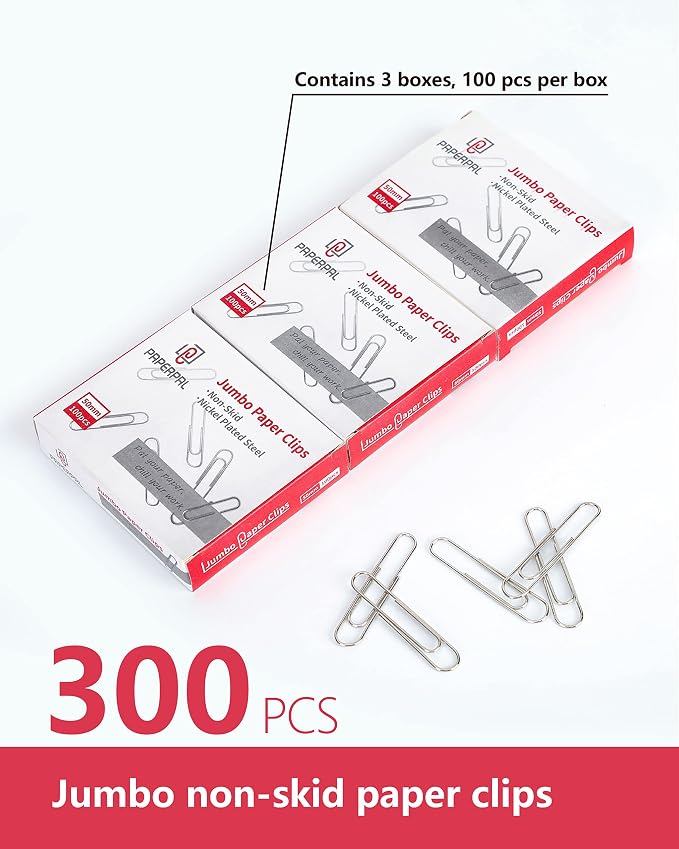 PAPERPAL Jumbo Non-Skid Paper Clips, 2 Inch, school and personal use, - Image 3