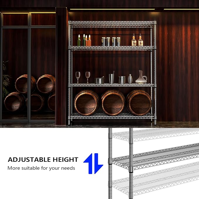 M MZG 2800 LBS 59" W 4 Tier Storage Shelves Rack Metal Wire Shelving Unit - Image 6