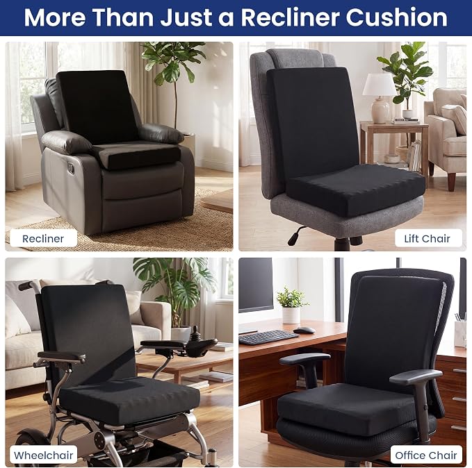 Recliner Seat Cushion, Egg Foam Creat Seat Cushion & Memory Foam Back Pad | - Image 6