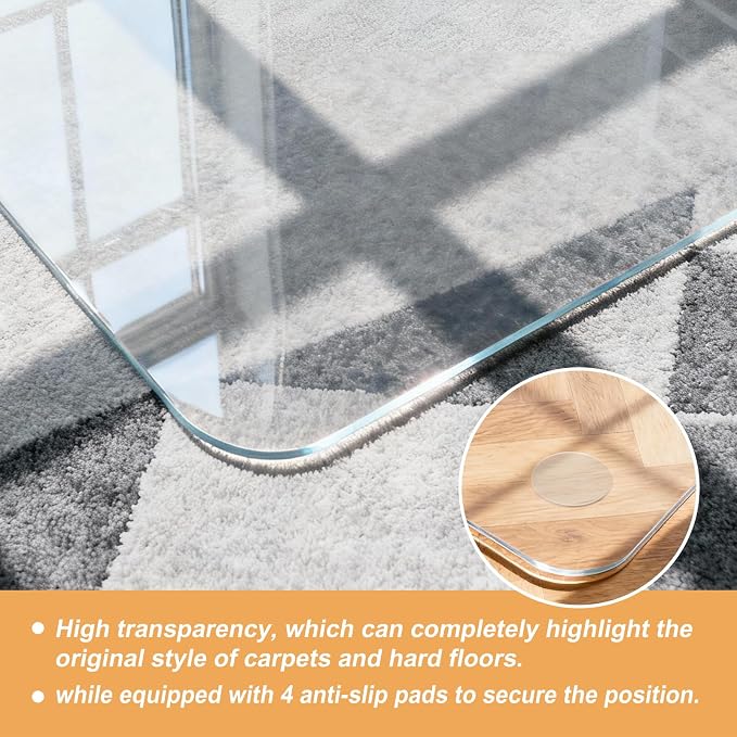 Azadx Tempered Glass Chair Mat for Carpet 36" x 48" Heavy Duty Office Chair Mat - Image 7