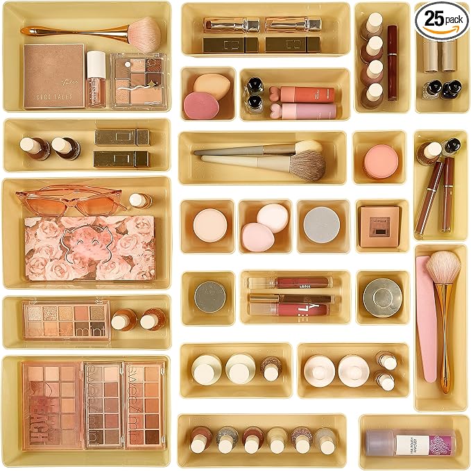 Vtopmart 25 PCS Plastic Drawer Organizers Set, 4-Size Versatile Bathroom and by Vtopmart