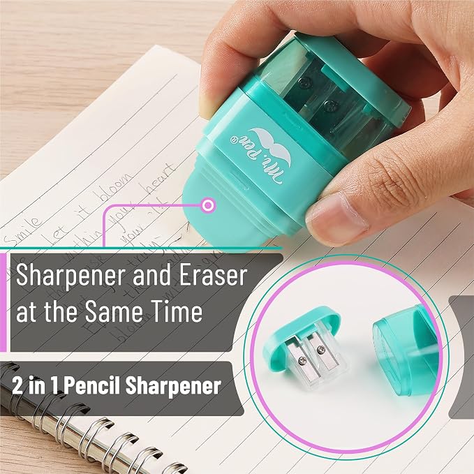 Mr. Pen- Pencil Sharpener & Eraser, 4 Pack | 2-in-1 Manual Sharpeners - Image 5