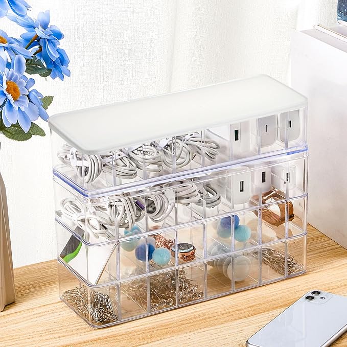Tatuo 1 Pcs Cord Organizer for Drawer Desktop, Cable Organizer Box - Image 6