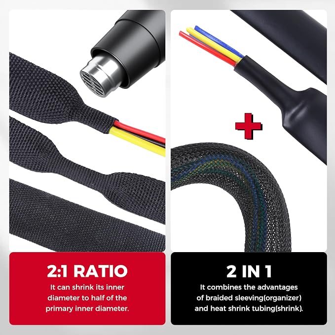 2 in 1 Heat Shrink Braided Sleeving Fabric Tubing-Ideal fit Irregular Shape - Image 5