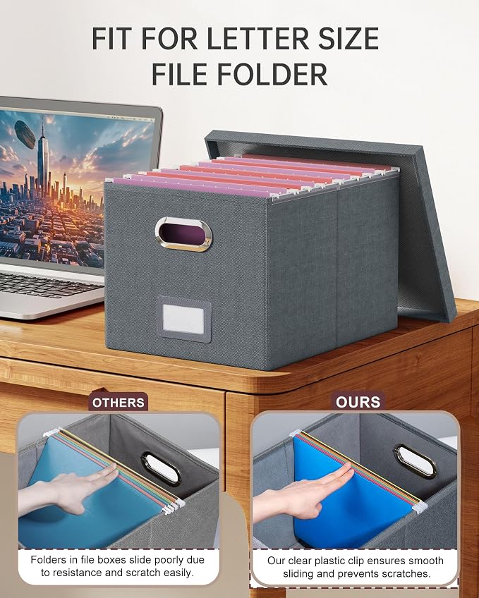 Oterri 2 Pack File Storage Organizer, Filing Box, Portable File Box - Image 4