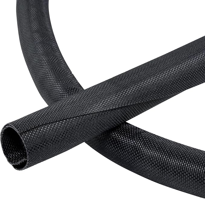 Black Braided Cable Management Sleeves Wire Loom Tubing Cord Protector by BuyUneed