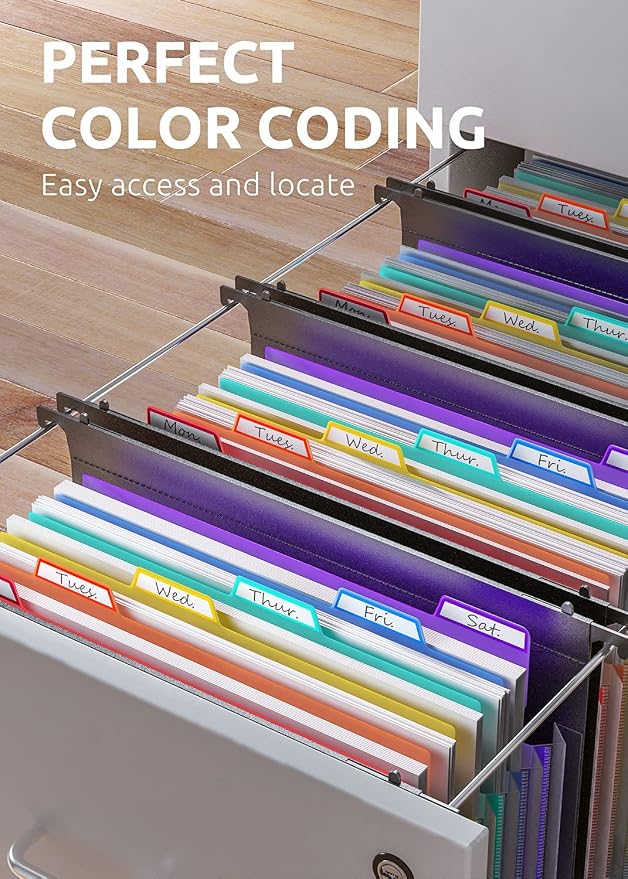 ThinkTex Plastic Expanding Hanging File Folders, 7 Innovative 1.2/'' Accordian - Image 5