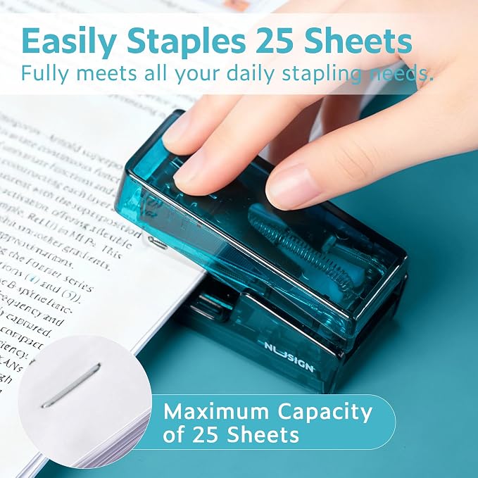 NUSIGN Mini Stapler with 830 Staples, Small Cute Desk Staplers, 25 Sheet - Image 2