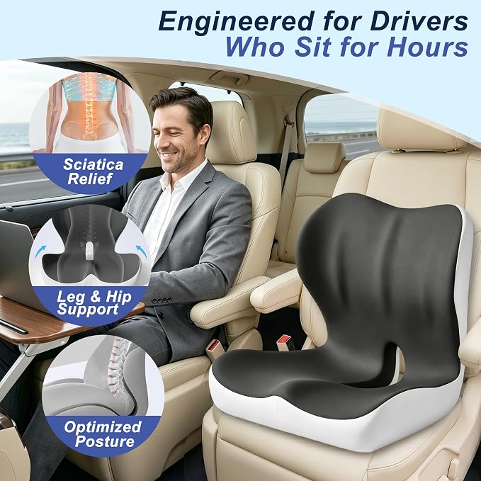 Seat Cushion for Office Chair and Car, Ergonomic Memory Foam Seat Cushion - Image 6