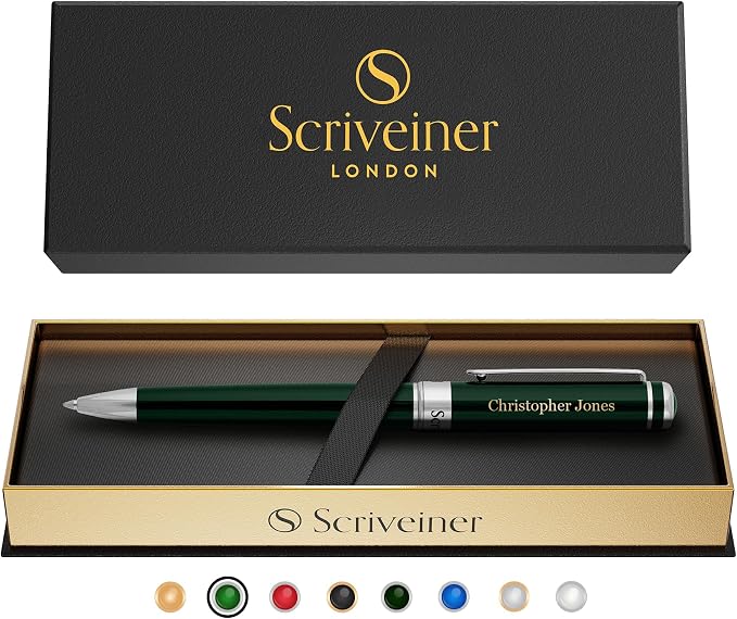 Scriveiner Personalized British Racing Green Ballpoint Pen by Scriveiner
