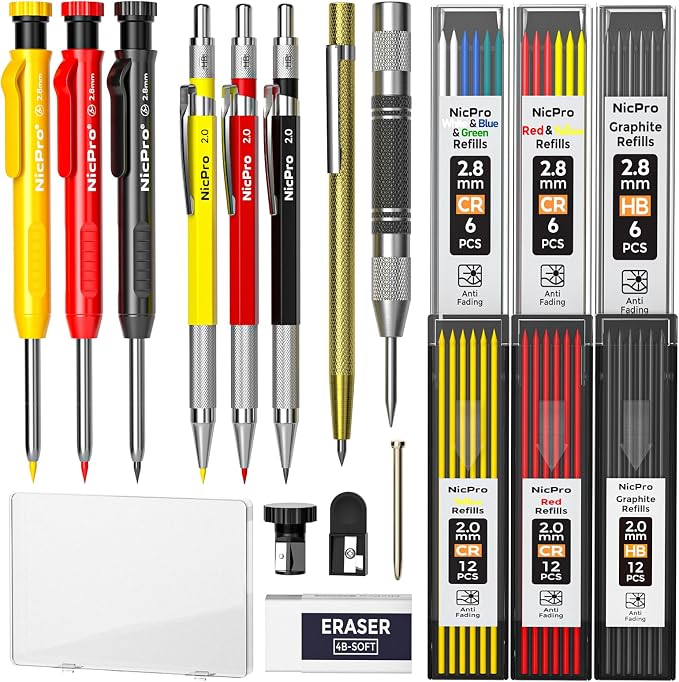 Nicpro 18 Pack Carpenter Pencils Mechanical, Construction Pencils by Nicpro