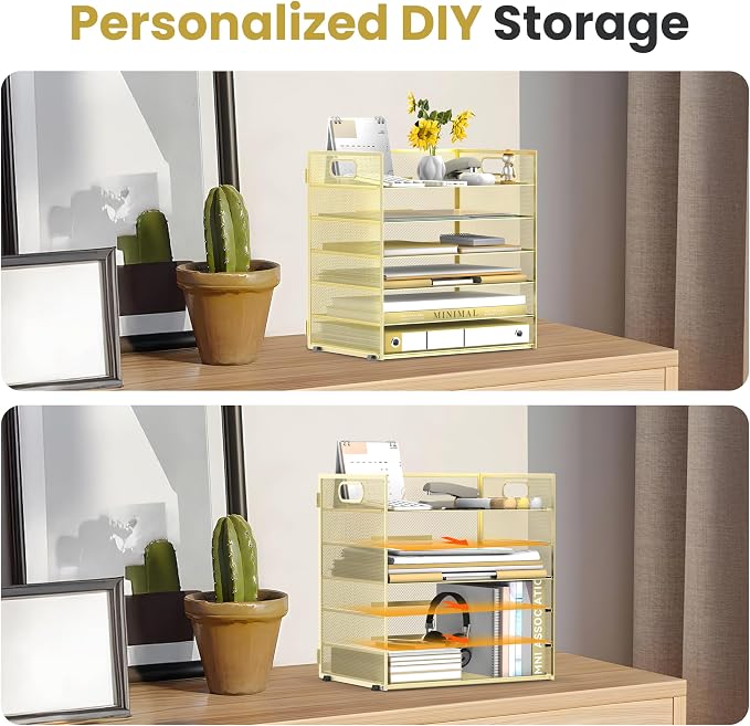 Daltack 6 Tier Paper Organizer for Desk, Paper Letter Tray Organizer for Desks - Image 3