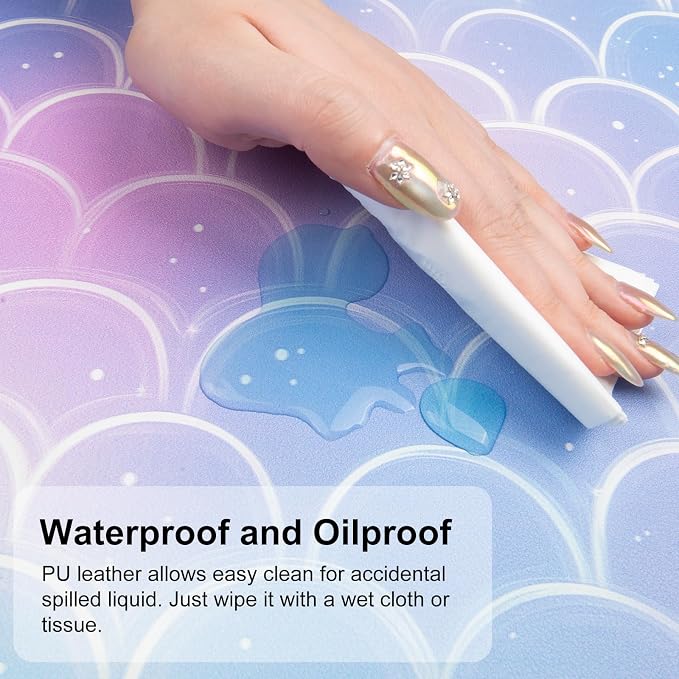 QiyI Multifunctional Office Desk Pad, Water-Resistant PU Leather Mouse Pad - Image 3