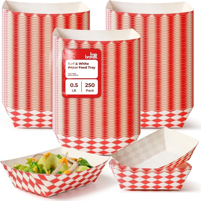 Fit Meal Prep [250 Pack 0.5 lb Paper Food Boats Heavy Duty Disposable Food Trays by FMPBRANDS