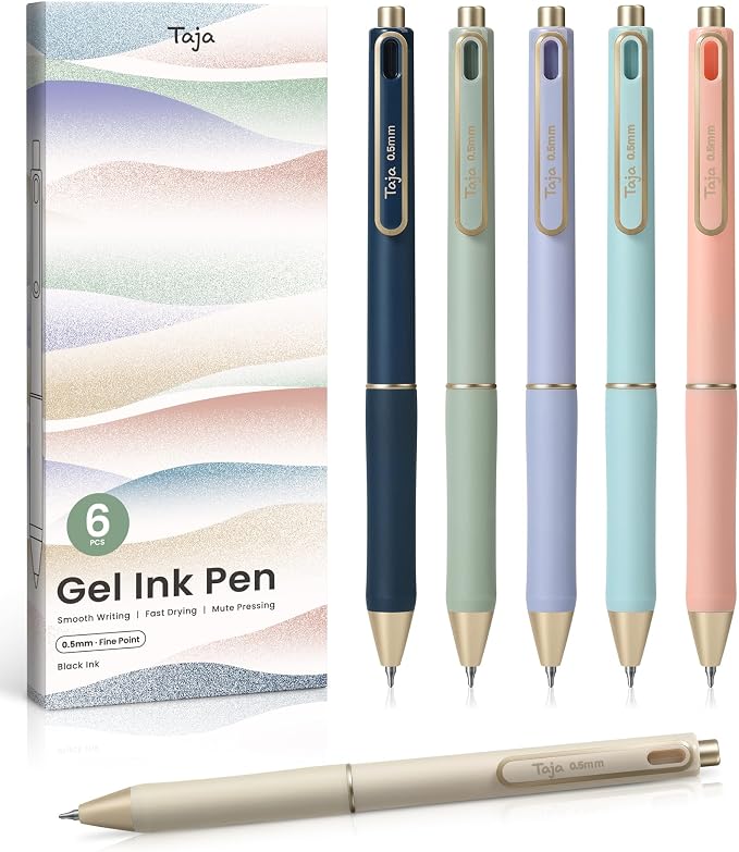 Taja Gel Pens, 0.5mm Fine Point Smooth Writing Pens by Taja